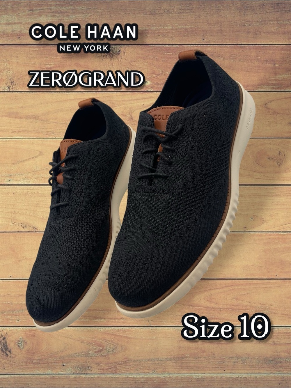Men's 2.ZERØGRAND Stitchlite Wingtip Oxfords Men's Size 10 Black Tan